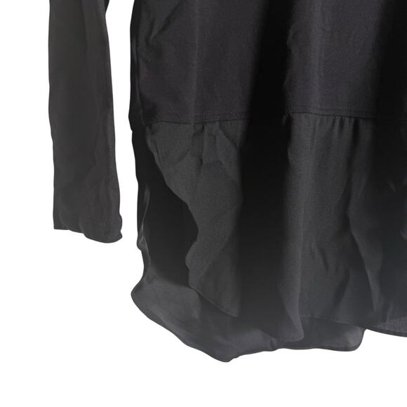 Ann Taylor Black Crewneck Long Sleeve Curve Hem Top Size XS - Picture 5 of 8